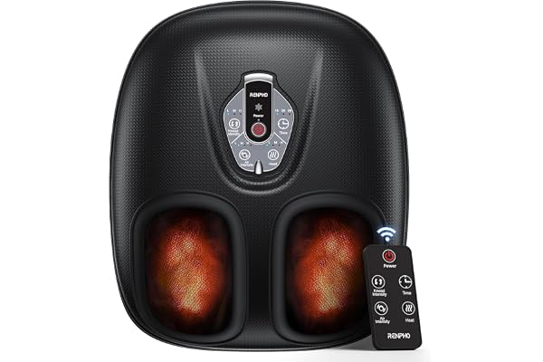 RENPHO Foot Massager with Heat, Deep Kneading Electric Shiatsu Foot Massager Machine with Wireless Remote Control, 3 Heating