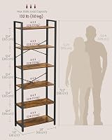 VASAGLE 6-Tier Bookshelf 30 x 66 x 186 cm Rustic Brown and Ink Black LLS062B01 view 3