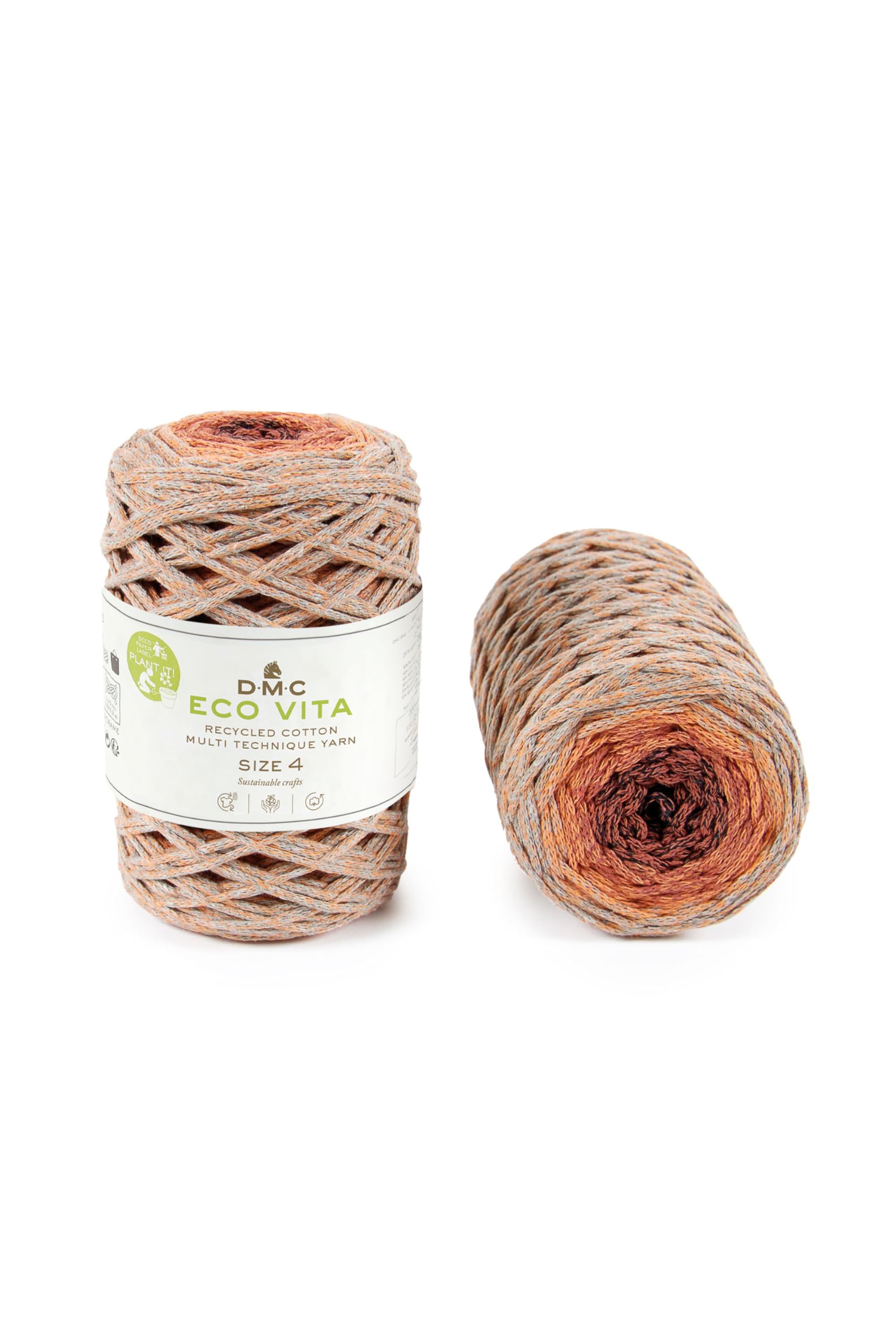 DMC Nova Vita 4, Multico Colours, Orange Crochet Knitting Macrame Yarn, 250g