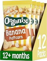Organix Banana Puffcorn Organic Toddler Snack 12+ Months 4 x 10 g Bags (3 Packs)