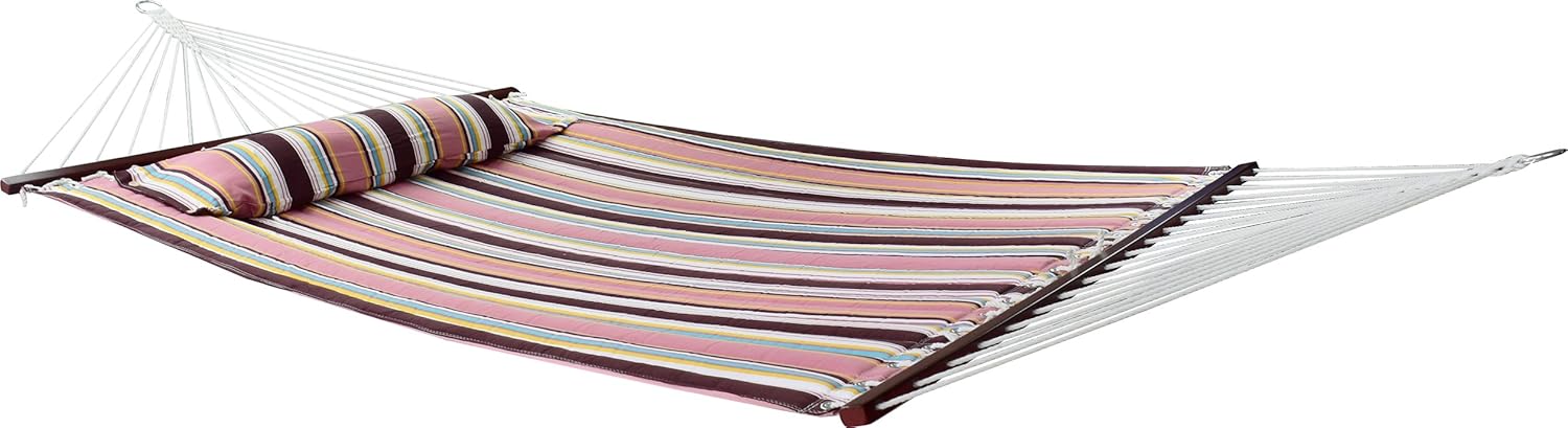 Sorbus Hammock with Stand & Spreader Bars and Detachable Pillow, Heavy Duty, 450 Pound Capacity, Accommodates 2 People, Perfect for Indoor/Outdoor Patio, Deck, Yard (Hammock with Stand, Mocha) : Garden & Outdoor