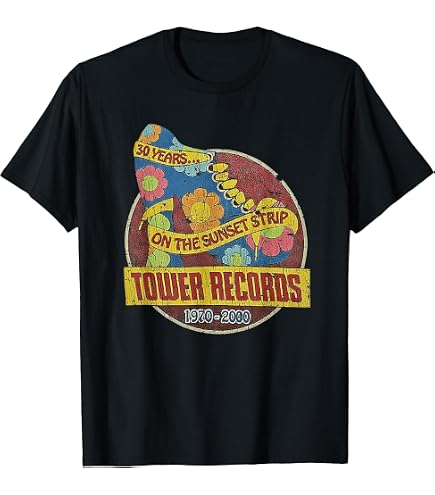 Amazon.com: Tower Records Tshirt - Defunct Record Store Logo - 100
