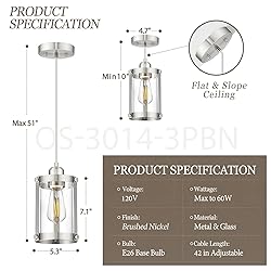 Osimir Brushed Nickel Pendant Lights Kitchen Island