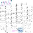 MotBach 40 Pack 15g Plastic Jars with Lids, 15ml Round Clear Cosmetic Containers Makeup Jars, Travel Size Container Jar with 10 Spatulas for Sample Lotion Cream Eyeshadow Ointment Salve Balm Powder