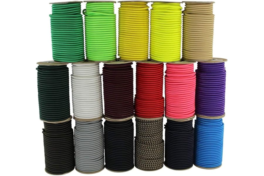 SGT KNOTS Marine Grade Bungee Cord - 100% Elastic Cord, Dacron Polyester Bungee Shock Cord for DIY, Tie Downs, Commercial Uses | 1/4" x 50 ft, Black
