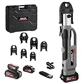 ROGVOC Electric Pipe Crimping Tool Kit with 6 Pro Press Jaws, Pro Press Tool for 1/2 to 2 inches Copper Pipes and Stainless S