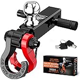 AUTOBOTS Trailer Hitch Ball Mount with 3/4" Recovery Shackle & Locking Hitch Pin & 2" Tow Hitch Ball,Fits 2 inch Hitch Receiver Red