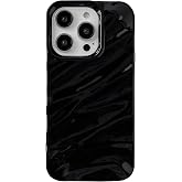 Caseative for iPhone 15 Pro Case, Black | Water Ripple Pattern Curly Wave Shape Soft