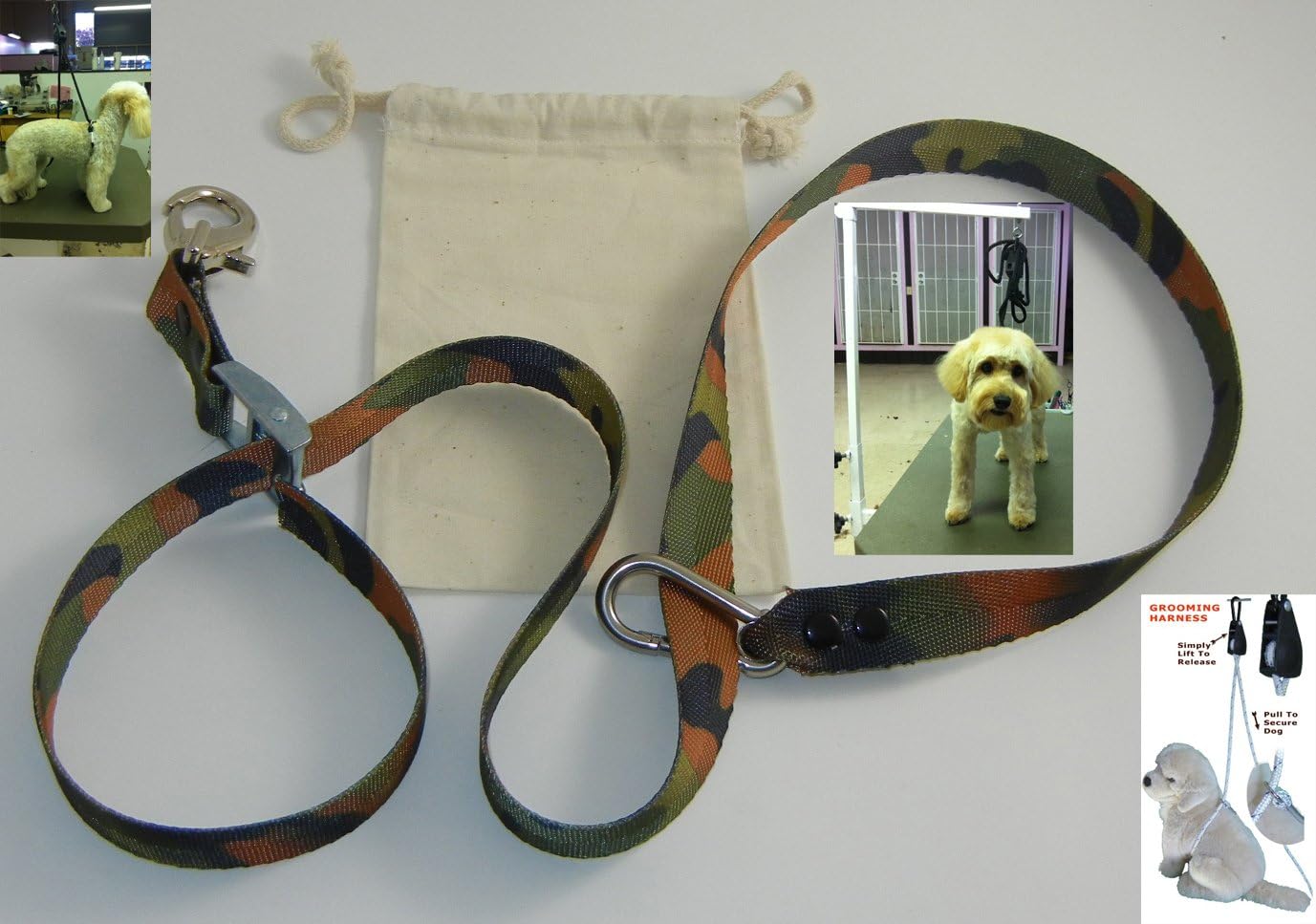 LeashInaBag, Cam Buckle Grooming Harness, Made in the USA, One Year Warranty.