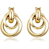 AOLIMI Gold Large Knot Clip On Earrings Statement Drop Clip Earrings for Women No Pierced