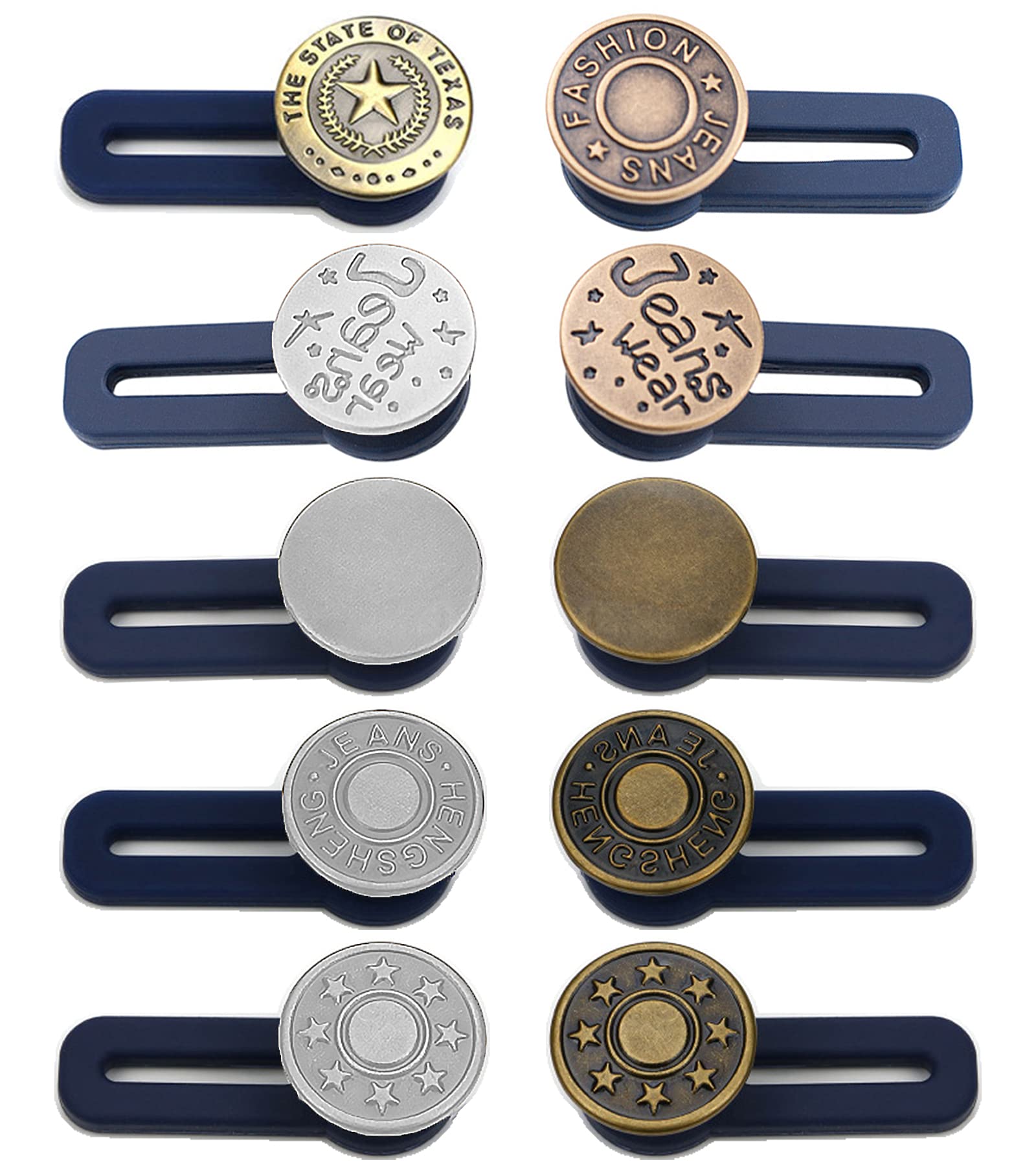 Pack of 10 Trouser Extenders Waist Extender Yutou Trouser Button Extension Wonder Buttons Trousers Adjustable Buttons Waist Extension Jeans Retractable Button for Jeans and Skirt