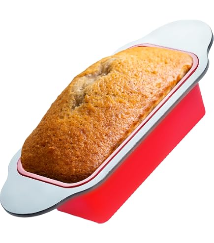 BRONYPRO 9x5 Inch Non-Stick Silicone Bread Loaf Pan - With Steel Frame, Dishwasher Safe, Red