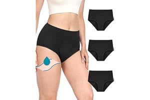 Neione Women Period Underwear Heavy Flow Cotton Briefs High Waisted Menstrual Panties Holds 5 Tampons