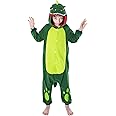 Spooktacular Creations Halloween Child Dinosaur Jumpsuit Pajama, Plush Dinosaur Costume Cosplay Kids Halloween Costume Party