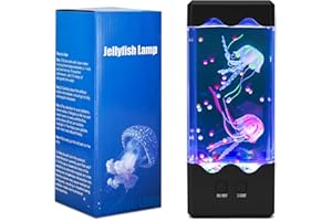 SUKIND Jellyfish Lamp, 7-Color Changing Light with 5 Levels Brightness Jellyfish Aquarium Fish lamp Home Decor, Children's Birthday Gift, Men's and Women's Holiday Gift, Christmas Gift （Black）