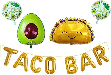 Amazon Com 16 Gold Taco Bar Letter Balloons Banner Avocado