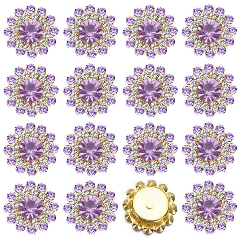 Photo 1 of 100PCS 14MM Sew on Rhinestones Gems, Flower Gold Claw Rhinestones Glass Crystals Jewelry for Crafting Sewing Clothes Dresses Shoes Belt Decoration Crafts Accessories(Violet Purple)