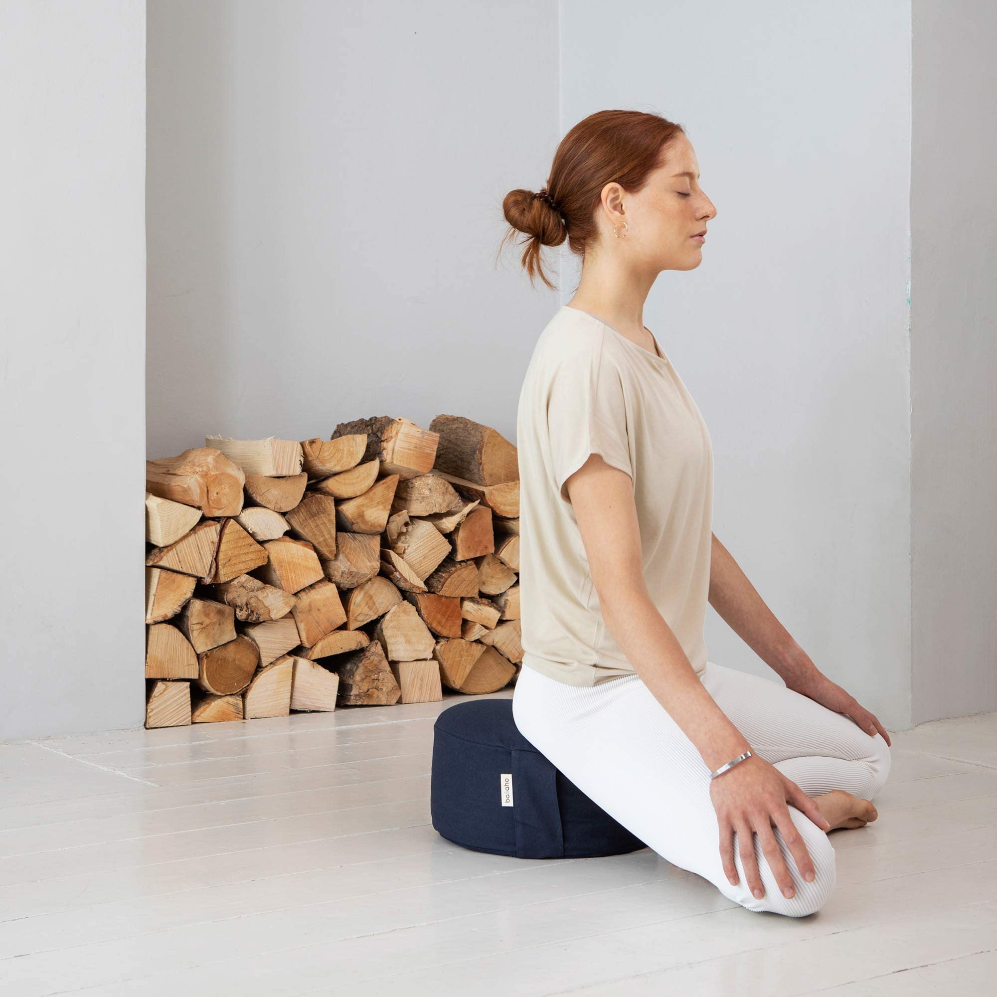 Basaho Meditation Cushion | WHEEL Zafu Meditation Cushion with Removable Washable Cover | Certified Organic Cotton Meditation Cushions | Buckwheat Hulls Cushion Meditation Pillow (Natural) - Image 2