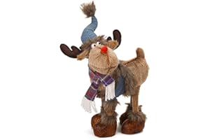 WOKEISE Reindeer Christmas Decoration Winter Holiday Deer Decor Gnome Plush for Home Indoor,Cute Rustic Xmas Moose Ornaments for Bedroom Tabletop Decor,Gift Idea,Blue
