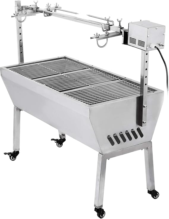 KITGARN BBQ Rotisserie Grill Roaster Charcoal Spit Roast Machine 88 LBS