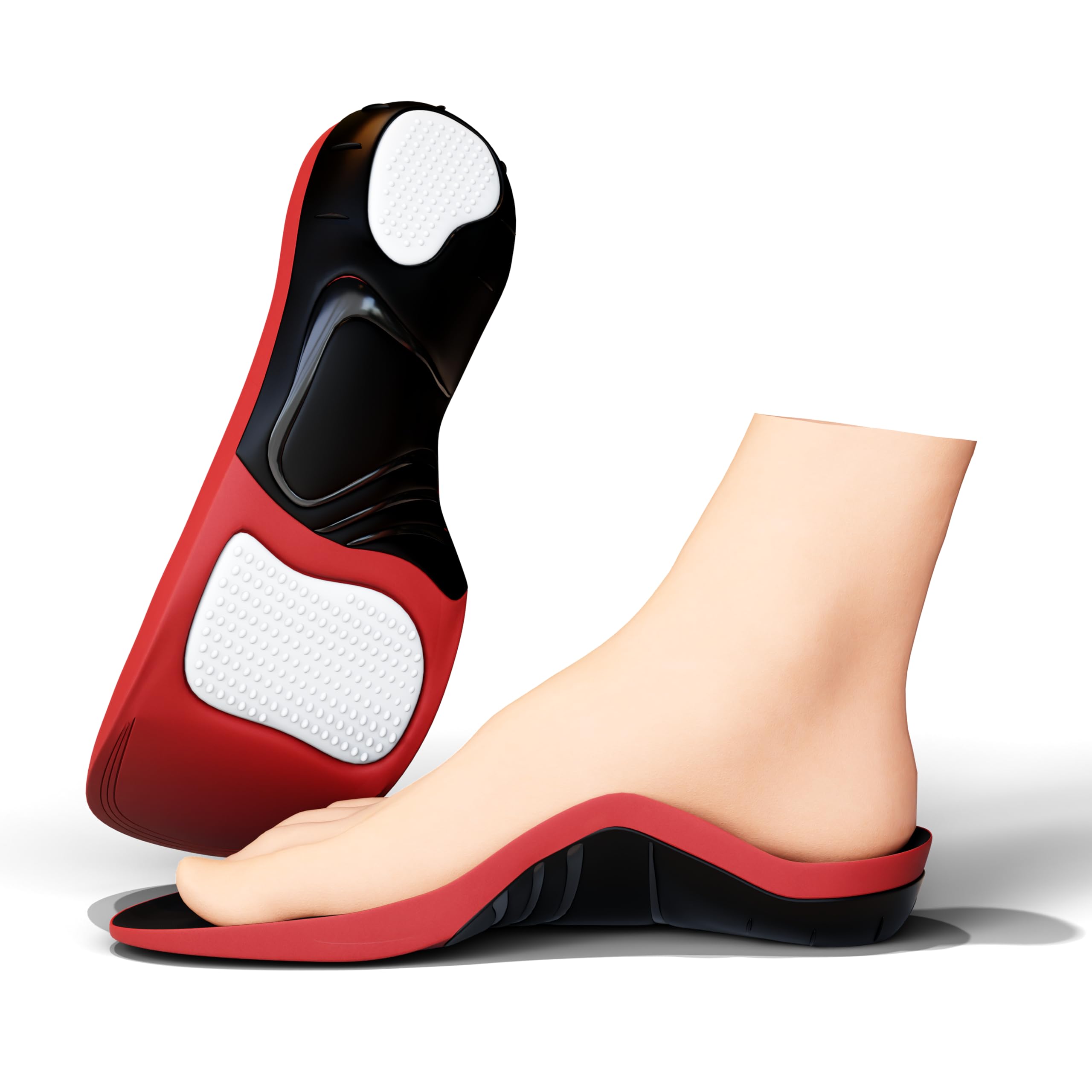 Photo 1 of Plantar Fasciitis Insoles for Women Men-260lbs+ Orthotic Arch Support Shoe Inserts for Running, Work Boots, Pain Relief All-Day Comfort for Flat Feet/High Arch (Red, XL | Men 12.5-14/WOMEN 13.5-15)