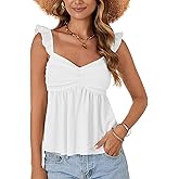 LYANER Women's Peplum Tops Summer Tank Camisole Tops Dressy Casual Ruffle Strap Sleeveless Babydoll Tank Top