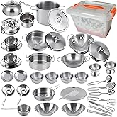 Mini Size Kids Kitchen Pretend Play Toys Accessories with Stainless Steel Cookware Pots and Pans Set,Classic Kitchen Accessories Cooking Utensils Set Tiny Role Play Cooking Play Toy for Kids Toddlers