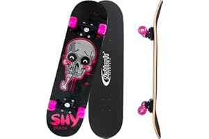 Nattork 31 Inch Complete Skateboard, Standard Skateboards for Beginners, Wood 9 Layer Canadian Maple Trick Skate Boards for Boys Girls Youth Teens Adults