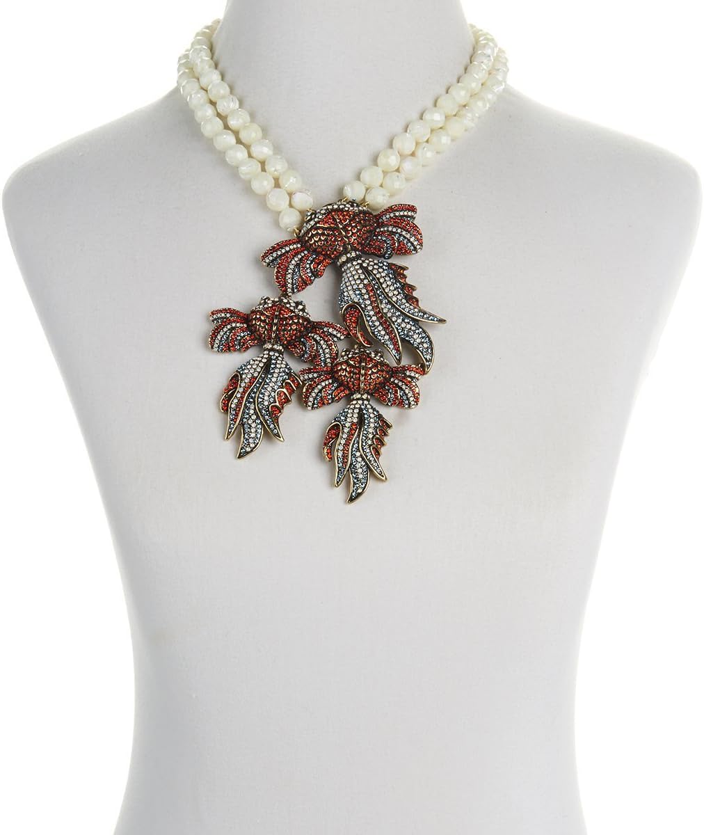 Heidi Daus Reel McKoi Crystal-Accented Double Strand Statement Necklace Swarovski Crystals Attention Grabber!!!!