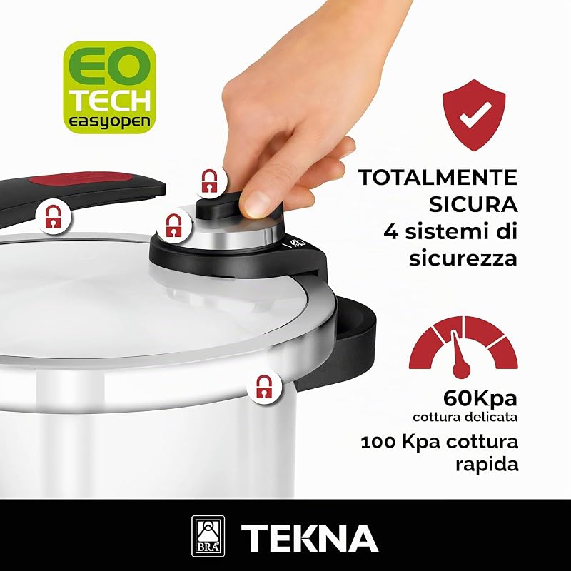 Tekna | Pentola a pressione 6 L, acciaio inox 18/10