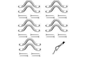 KEPYDRMTF 10 PCS Stainless Steel Bimini Top Hardware, Pad Eye Straps for Boat with 20PCS Screws, Kayak Deck Boat Cleats Eye Loops Tie Down