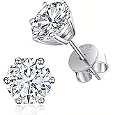 YosikCase Moissanite Stud Earrings, D Color VVS1 18K White Gold Plated 925 Sterling Silver Earrings, Hypoallergenic Studs Earring for Women Men