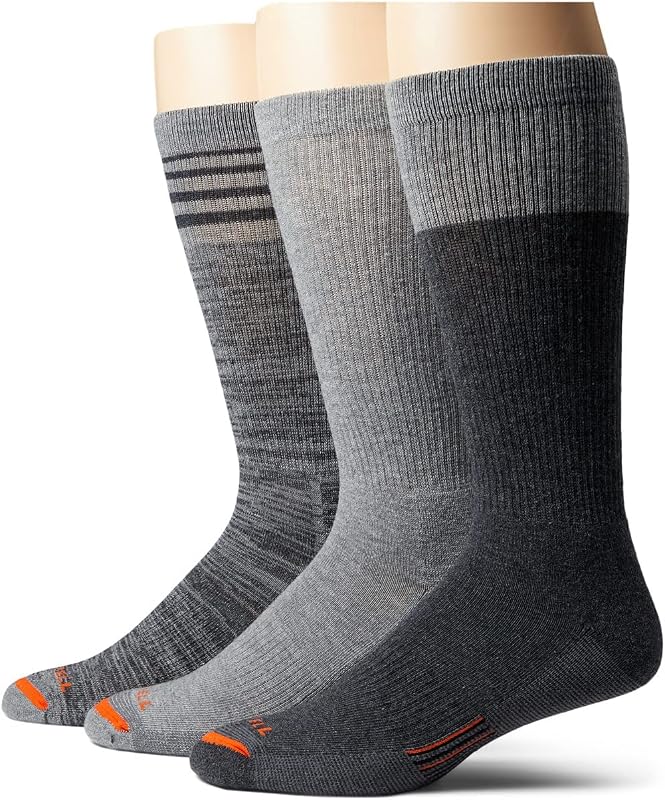 Unisex-Erwachsene Herren und Damen Merinowolle Arbeitssocken – 3 Paar Halbkissen Komfort und Fußgewölbeunterstützung Merino Wool Work Midweight, Crew – Hellgrau, Medium-Large