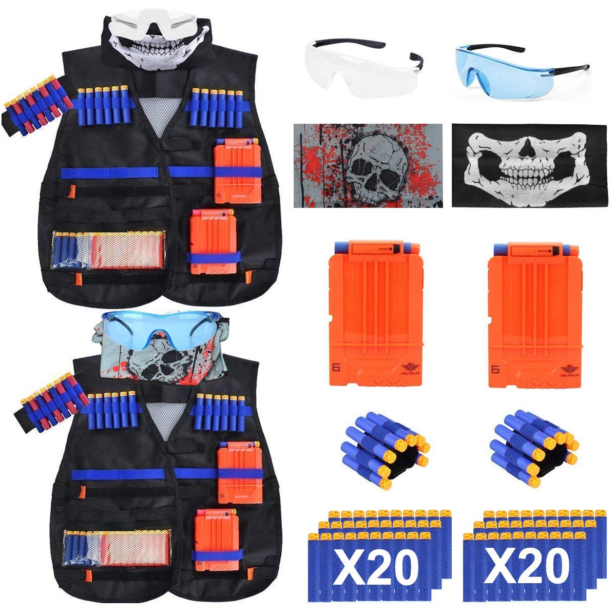 EXSPORT 2 Sets Tactical Vest Kits for Nerf Gun , 2 Pack N