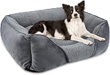 MIXJOY Large Dog Bed Washable Grey Orthopedic Anti-Slip 76x61x23 cm