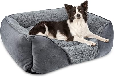 MIXJOY Large Dog Bed Washable Grey Orthopedic Anti-Slip 76x61x23 cm
