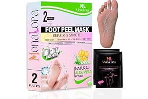 MonaLora Foot Peel Mask for Dry, Cracked Heels – Exfoliating Callus Remover with Natural Fruit Extracts – Baby Soft Feet in 1 Week – 2 Pack | Aloe Vera | Unscented