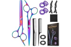 Lictin Hair Cutting Scissors, 13 Pcs Professional Hair Scissors Set with Comb + Clip, Premium Stainless Steel Hairdressing Sc