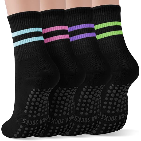 OUSITAID 4 Pack Pilates Yoga Non Slip Skid Socks - Ballet