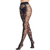 LABELLA Mesh Floral Patterned Sheer Pantyhose for Women | Wide comfort waistband for all-day wear,patterned floral mesh gives a breathable,sheer look.