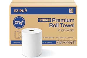 EZPULL EZbrnd Premium Soft 2ply+ Hardwound Hand Towel Roll, FSC certified, 600 ft x 6 rolls, Universal 8" x 1.5" core, P2H600