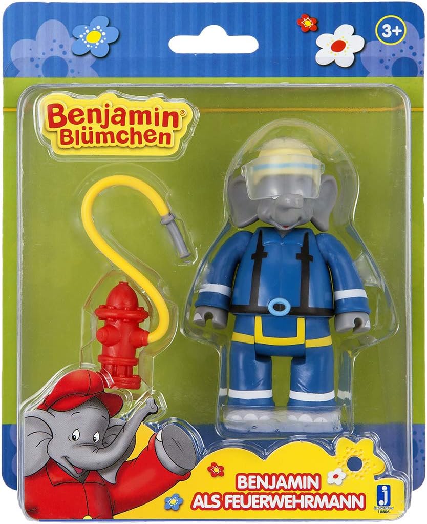 Jazwares Benjamin Blümchen Fireman Figure 10806, Movable Toy Figure Approx. 9 cm Tall, Detailed Design, with Great Accessories from - Image 3