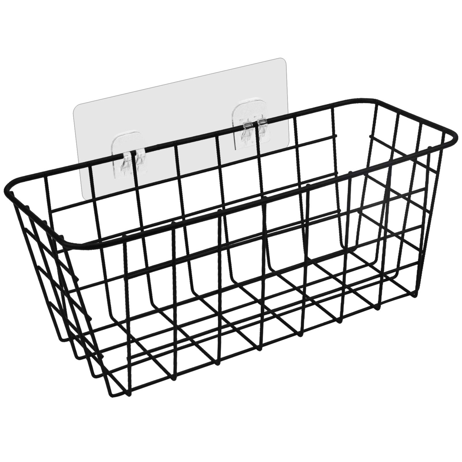 Jinlaili Storage Baskets Metal, Shower Organizer Storage Self Adhesive, Bathroom Shelf No Drilling, Shower Caddy Basket Bins with Sticker, Wire Freezer Basket for Kitchen Bathroom Bedroom, Black