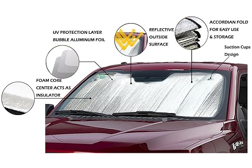 Jumbo Foldable Sun Shade Visor – Extra Large For Cars, Trucks & SUVs (Silver Reflective)