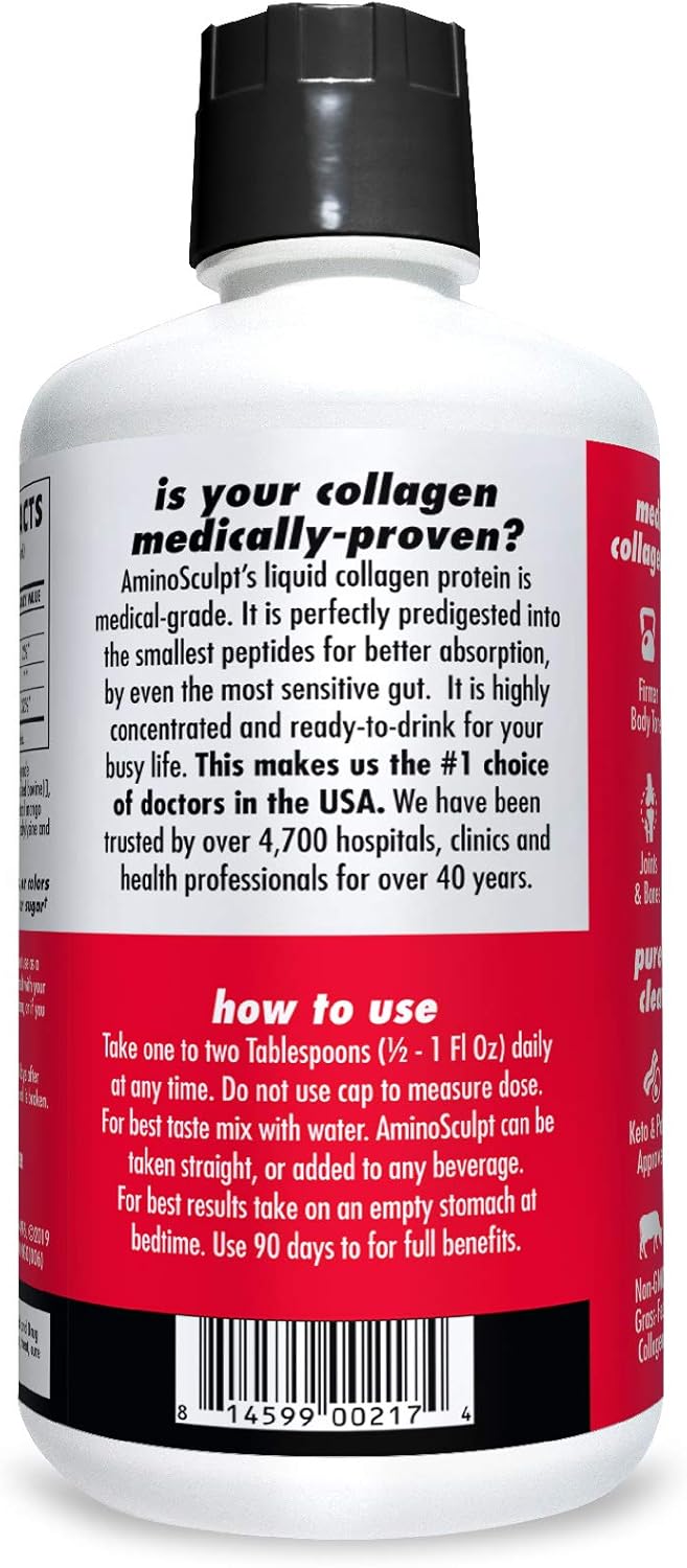 Medical-Grade Liquid Collagen Supplement | AminoSculpt Sugar-Free | 30 Fl Oz | Smooth Mango | Burn Fat | Recovery | Good for Joints, Bones, and Sleep | Better Hair, Skin and Nails: Health & Personal Care