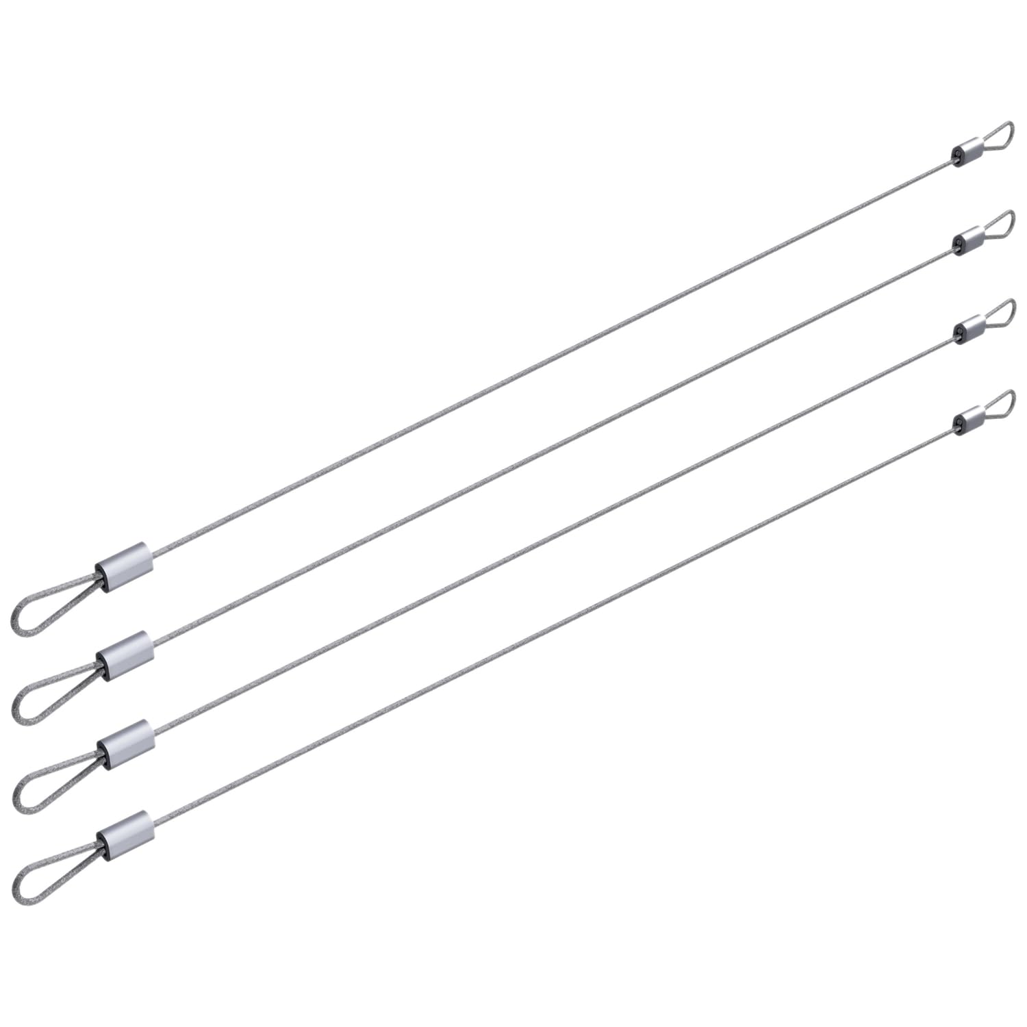 TCH Hardware 4 Pack Steel Looped Aircraft Cable 8 Long Galvanized Wire Rope Crimps Ferrules