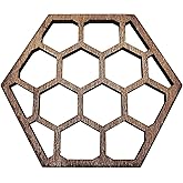 5Pcs Wooden Coaster Hollow Hex Wooden Cup Cushion Honeycomb Design Cup Pad Wall Art Decoratiob for Bee Lovers Collection Housewarming Coffee DIY Bar Home Decor(5Pcs, Honeycomb)