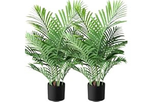 Fopamtri Fake Majesty Palm Plant 3 Feet Artificial Majestic Palm Faux Ravenea Rivularis in Pot for Indoor Outdoor Home Office