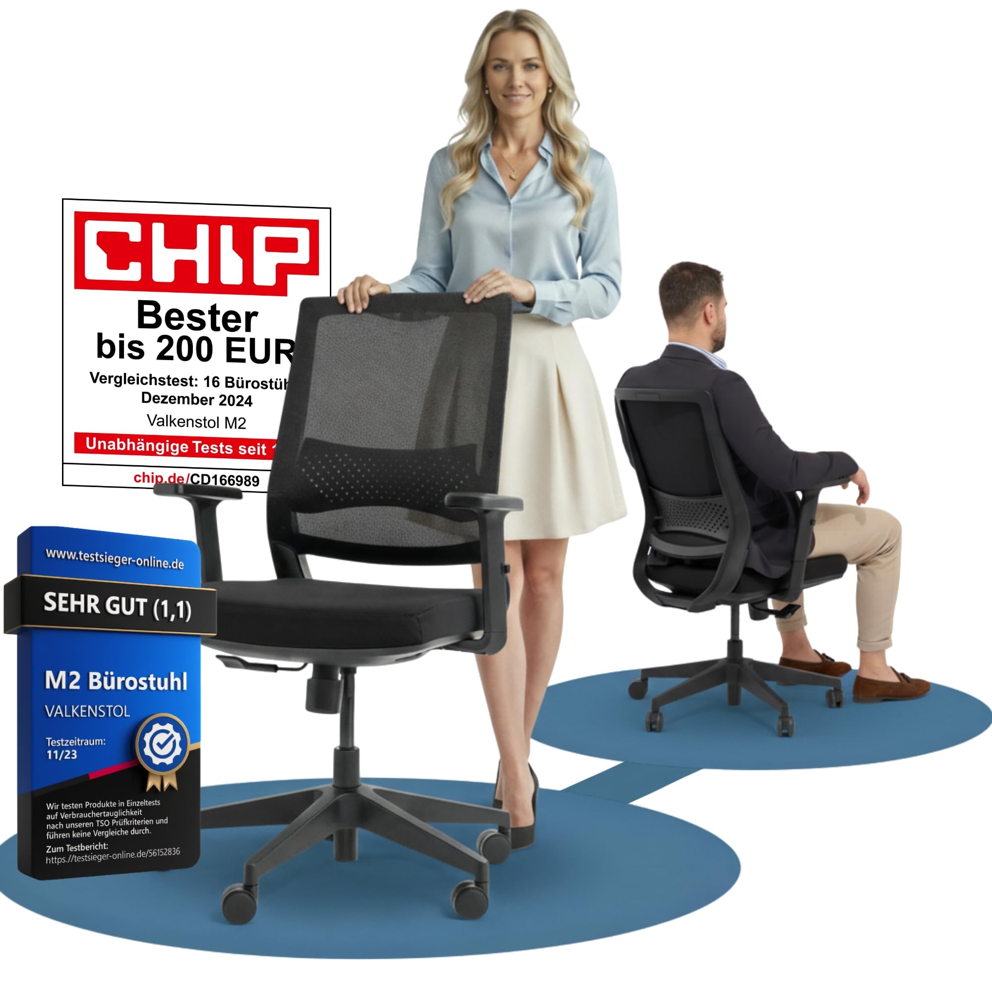VALKENSTOL M2 Bürostuhl Ergonomisch Testsieger, Einstellbarer für maximale Bewegungsfreiheit, Rückenfreundliche Bürostühle, Lendenwirbelstütze Schreibtischstuhl für Büro und Home Office Chair 8