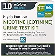 Exploro Highly Sensitive Nicotine Test - Detects Nicotine Metabolite Cotinine in Urine for up to 10 Days - Accurate Results in 5 Minutes - 10 Strips with Cut-Off Level of 200 ng/ml